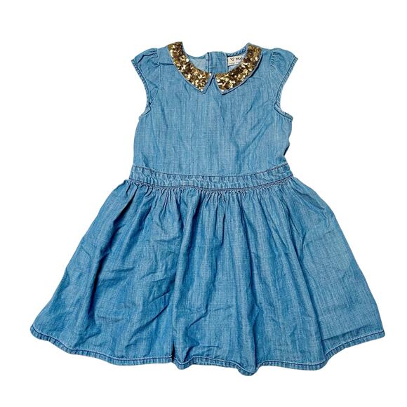 Next Chambray Sequin Collar Dress Size 5 - Picture 1 of 6